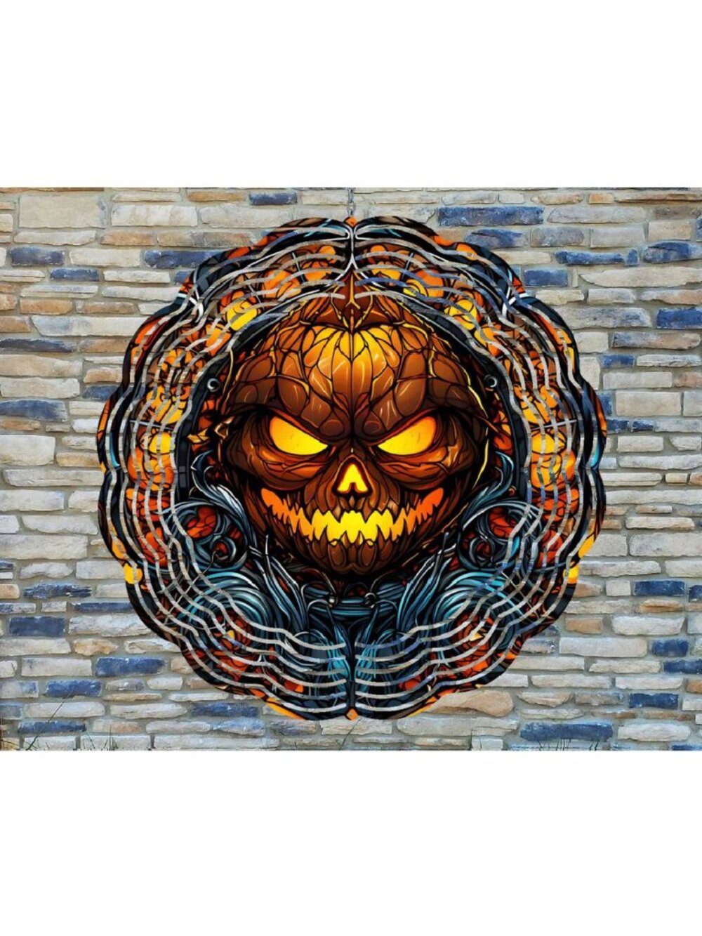 10 Inch Pumpkin Halloween Thanksgiving Wind Spinner Yard Decor Aluminum RWS-270